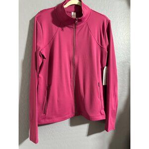 Isabella Activewear Women's Ruffle Back Peplum Jacket Amore Knit Size L NWT
